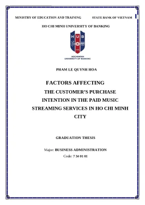 Khóa luận tốt nghiệp factors affecting purchase intention in the paid music streaming services in ho chi minh city