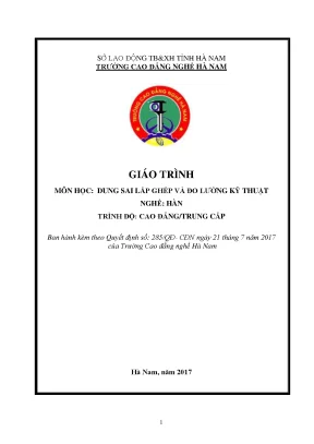 Giáo trình dung sai lắp ghép và đo lường kỹ thuật nghề hàn cđtc