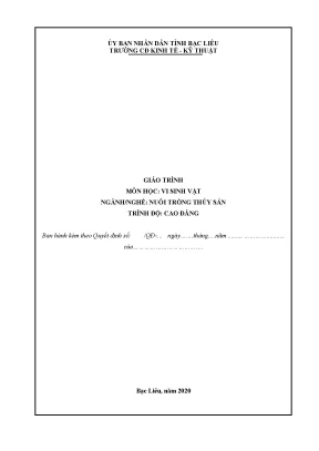 Giáo trình môn vi sinh vật nghề nuôi trồng thủy sản trình độ cao đẳng