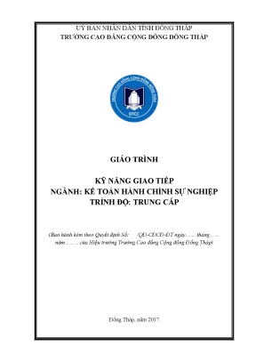 Giáo trình kỹ năng giao tiếp nghề kế toán hành chính sự nghiệp cao đẳng
