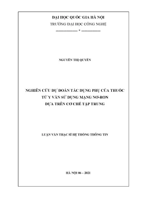 Luận văn thạc sĩ nghiên cứu dự đoán tác dụng phụ của thuốc từ y văn sử dụng mạng nơron dựa trên cơ chế tập trung