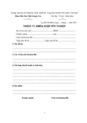 Nhiệm vụ khóa luận tốt nghiệp