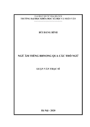 Luận văn thạc sĩ ngữ âm tiếng bhnong qua các thổ ngữ