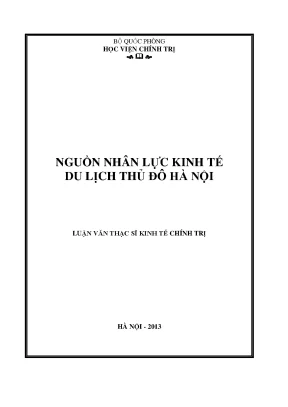 Nguồn nhân lực kinh tế du lịch thủ đô hà nội