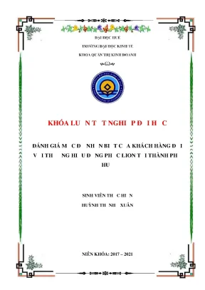 Khóa luận tốt nghiệp đánh giá mức độ nhận biết của khách hàng đối với thương hiệu đồng phục lion tại thành phố huế