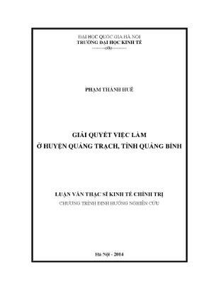 Luận văn thạc sĩ giải quyết việc làm ở huyện quảng trạch tỉnh quảng bình