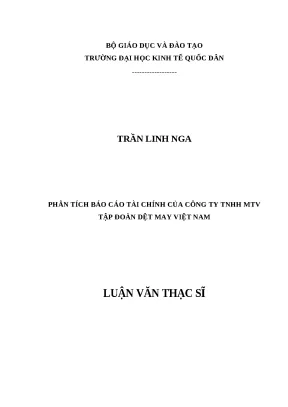 Luận văn thạc sĩ phân tích báo cáo tài chính của công ty trách nhiệm hữu hạn một thành viên tập đoàn dệt may việt nam