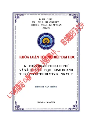 Khóa luận tốt nghiệp kế toán doanh thu chi phí và xác định kết quả kinh doanh tại công ty tnhh mtv rồng việt