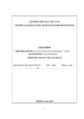Giáo trình chuẩn bị sản xuất ngành may phần 1 ngànhnghề công nghệ may trình độ cao đẳng
