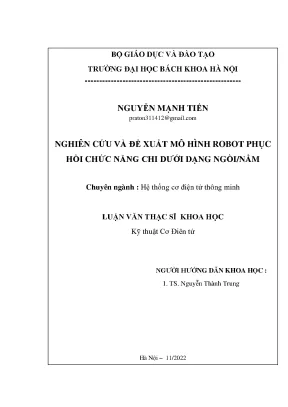 Nghiên cứu và đề xuất mô hình robot phục hồi chức năng chi dưới dạng ngồinằm