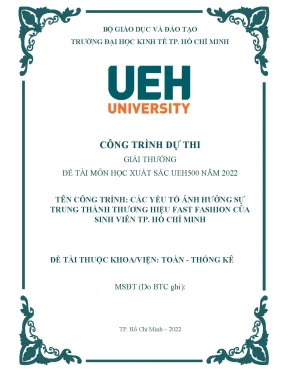 Các yếu tố ảnh hưởng sự trung thành thương hiệu fast fashion của sinh viên tp hồ chí minh