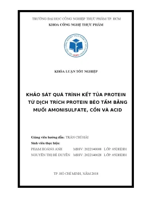 Khóa luận tốt nghiệp khảo sát quá trình kết tủa protein từ dịch trích protein bèo tấm bằng muối amonisulfate cồn và acid