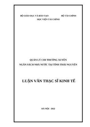 Luận văn thạc sĩ quản lý chi thường xuyên ngân sách nhà nước tại tỉnh thái nguyên