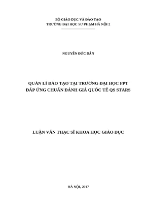 Luận văn thạc sĩ quản lí đào tạo tại trường đại học fpt đáp ứng chuẩn đánh giá quốc tế qs stars