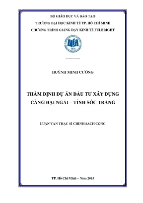 Luận văn thạc sĩ thẩm định dự án đầu tư xây dựng cảng đại ngãi tỉnh sóc trăng