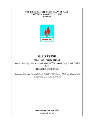 Giáo trình cơ kỹ thuật nghề lắp đặt vận hành bảo dưỡng bơm quạt máy nén khí trình độ cao đẳng trường cao đẳng dầu khí năm 2020