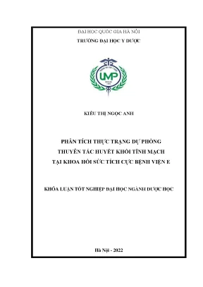 Khóa luận tốt nghiệp phân tích thực trạng dự phòng thuyên tắc huyết khối tĩnh mạch tại khoa hồi sức tích cực bệnh viện e