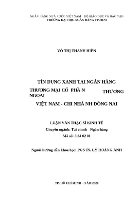 0079 tín dụng xanh tại nhtm cp ngoại thương việt nam chi nhánh đồng nai luận văn thạc sĩ tcnh võ thị thanh hiền lý hoàng ánh tp hcm đh nh hcm 2020 73