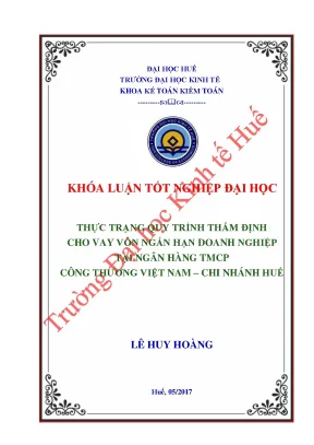Thực trạng quy trình thẩm định cho vay vốn ngắn hạn doanh nghiệp tại ngân hàng tmcp công thương việt nam chi nhánh huế