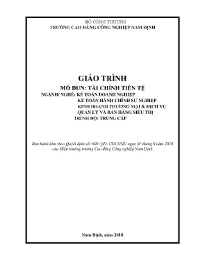 Giáo trình ài chính tiền tệ