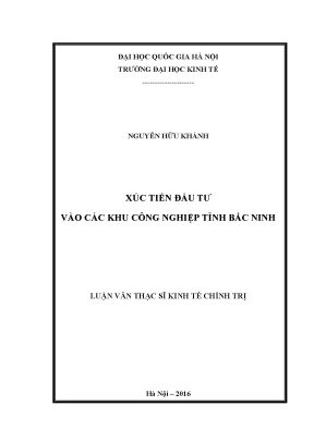 Luận văn thạc sĩ xúc tiến đầu tư vào các khu công nghiệp tỉnh bắc ninh