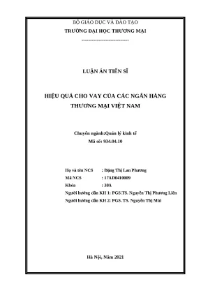 Luận án hiệu quả cho vay của các ngân hàng thương mại việt nam