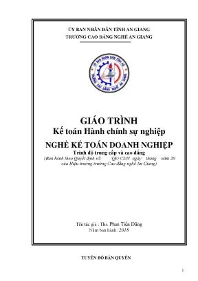 Giáo trình kế toán hành chính sự nghiệp nghề kế toán doanh nghiệp trình độ cđtc