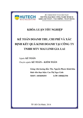 Khóa luận tốt nghiệp kế toán doanh thu chi phí và xác định kết quả kinh doanh tại công ty tnhh mtv mai linh gia lai
