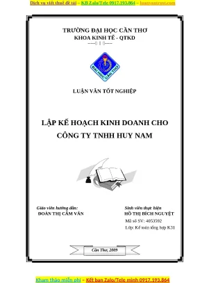 Luận văn lập kế hoạch kinh doanh cho công ty tnhh huy nam
