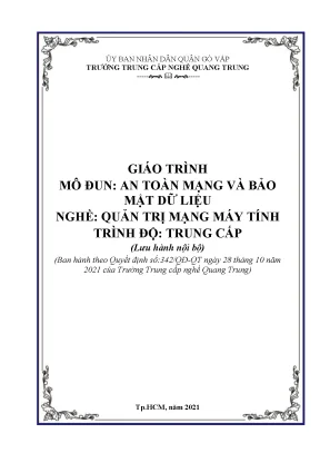 Giáo trình an toàn mạng và bảo mật dữ liệu nghề quản trị mạng máy tính trình độ trung cấp