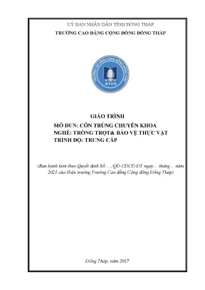 Giáo trình côn trùng chuyên khoa nghề trồng trọt và bảo vệ thực vật trung cấp