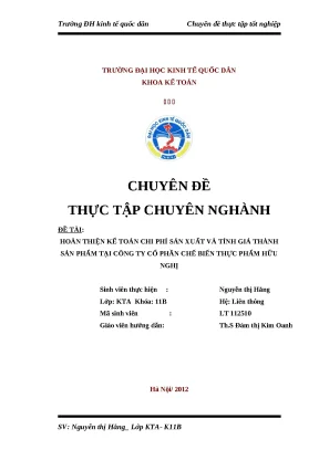 Luận văn tốt nghiệp kế toán chi phí sản xuất và tính giá thành sản phẩm tại công ty cổ phần chế biến thực phẩm hữu nghị