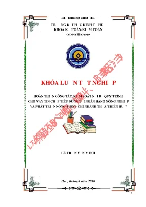 Khóa luận tốt nghiệp hoàn thiện công tác kiểm soát nội bộ quy trình cho vay tín chấp tiêu dùng tại ngân hàng nông nghiệp và phát triển nông thôn chi nhánh thừa thiên huế