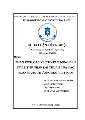 0546 phân tích các yếu tố tác động đến tỷ lệ thu nhập lãi thuần của các nhtm việt nam khóa luận tcnh nguyễn ngọc trâm võ văn hảo tp hcm đh nh hcm 2020