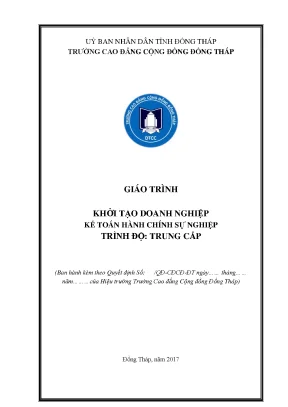 Giáo trình khởi tạo doanh nghiệp nghề kế toán hành chính sự nghiệp cao đẳng