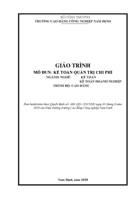 Giáo trình kế toán quản trị chi phí