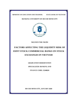 1144 factors affecting the liquidity risk of joint stock commercial banks on stock exchanges in viet nam bachelor luận văn tcnh nguyen thu ngan supervisor