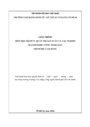 Giáo trình quản lý sản xuất và tác nghiệp ngành công nghệ may trình độ cao đẳng