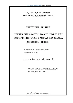 Luận văn thạc sĩ kinh tế nghiên cứu các yếu tố ảnh hưởng đến quyết định mua xe gắn máy tay ga của người d n tp hcm