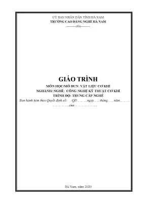 Giáo trình vật liệu cơ khí nghề công nghệ kỹ thuật cơ khí trung cấp