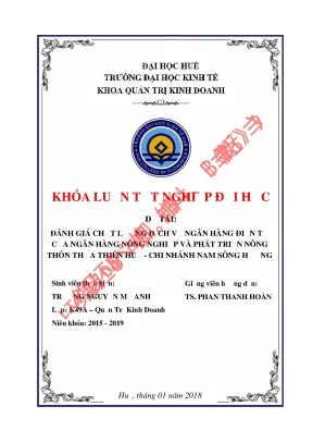 Đánh giá chất lượng dịch vụ ngân hàng điện tử của ngân hàng nông nghiệp và phát triển nông thôn thừa thiên huế chi nhánh nam sông hương