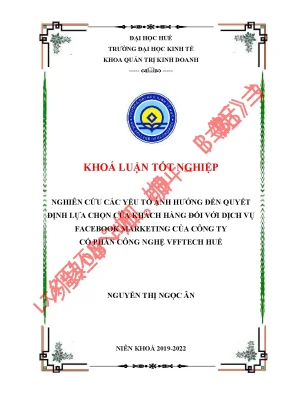 Nghiên cứu các yếu tố ảnh hưởng đến quyết định lựa chọn của khách hàng đối với dịch vụ facebook marketing của công ty cổ phần vfftech huế