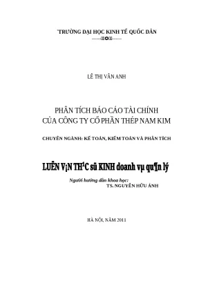 Luận văn tốt nghiệp phân tích báo cáo tài chính của công ty cổ phần thép nam kim