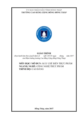 Giáo trình máy chế biến thực phẩm nghề công nghệ thực phẩm cao đẳng