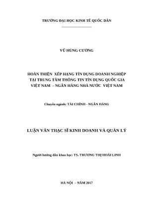 Luận văn thạc sĩ hubt công tác xếp hạng tín dụng doanh nghiệp tại trung tâm thông tin tín dụng quốc gia việt nam ngnn