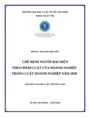 Luận văn chế định người đại diện theo pháp luật của doanh nghiệp trong luật doanh nghiệp năm 2020