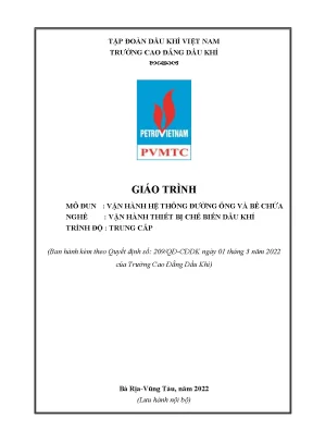Giáo trình vận hành hệ thống đường ống và bể chứa nghề vận hành thiết bị chế biến dầu khí trung cấp