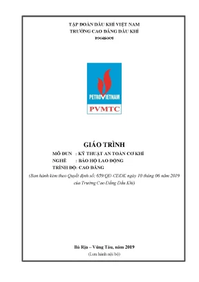 Giáo trình kỹ thuật an toàn cơ khí nghề bảo hộ lao động trình độ cao đẳng trường cao đẳng dầu khí năm 2019