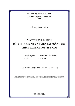 Luận văn thạc sĩ phát triển tín dụng đối với học sinh sinh viên tại ngân hàng chính sách xã hội việt nam