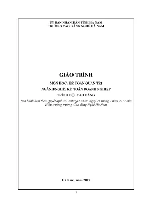 Giáo trình kế toán quản trị nghề kế toán doanh nghiệp cao đẳng